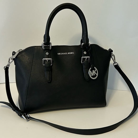 Michael Michael Kors Black Ciara Saffiano Leather Satchel Crossbody - Picture 10 of 10